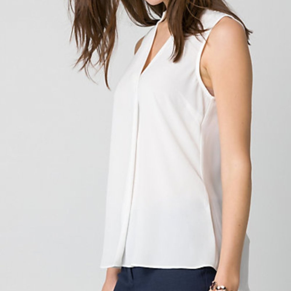 Le Chateau Crepe de Chine Blouse in White